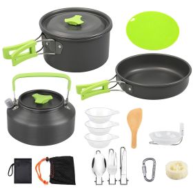 16Pcs Camping Cooking Ware Set Camping Stove Cookware Kit Aluminum Pot Pan Kettle Set with Bowls Knife Fork Spoon Carabiner Spatula Cutting Board