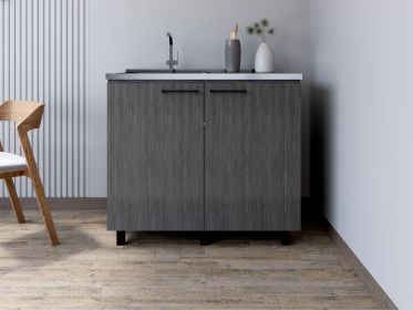 Utility Sink Cabinet Burwood, Kitchen, Smokey Oak