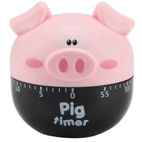 Cute Cartoon Pig Kitchen Timer Mechanical Timers Counters for Cooking Timing Tool (Color: Pink)