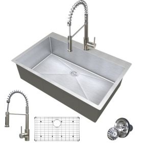 33 Inches  Kitchen Sink - Dual Mounted Undercounter Or Recessed Sink (Option: Argent)