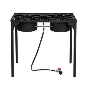 Rectangular Double Eyed Four Legged Gas Burner (Color: Black)