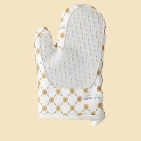 Anti-Scalding Microwave Cotton Non-Slip Insulation Gloves Oven Mitts Kitchen Heat Resistant Thickened Cotton Heat Insulation Microwave Oven Oven (Color: White, type: Left)