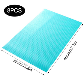 4 /8/12Pcs Refrigerator Liners; Washable Mats Covers Pads; Home Kitchen Gadgets Accessories Organization For Top Freezer Glass Shelf Wire Shelvin (Color: Blue-8pcs)