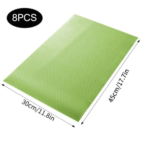 4 /8/12Pcs Refrigerator Liners; Washable Mats Covers Pads; Home Kitchen Gadgets Accessories Organization For Top Freezer Glass Shelf Wire Shelvin (Color: Green-8pcs)