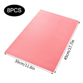 4 /8/12Pcs Refrigerator Liners; Washable Mats Covers Pads; Home Kitchen Gadgets Accessories Organization For Top Freezer Glass Shelf Wire Shelvin (Color: Pink-8pcs)