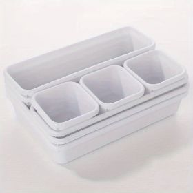 8pcs Home Drawer Organizer; Multipurpose Plastic Storage Box; Tableware Storage Container; Medicine Box; Office Supplies Storage & Organization; (Color: 1pcs Multifunctional Storage Box + White)