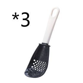 Multifunctional Slotted Spoon Grinding Cooking Spoon Mashed Auxiliary Food Ginger Garlic Spoon Press Potatoe Stir-frying Spatula Kitchen Gadget (Option: Black 3pcs)